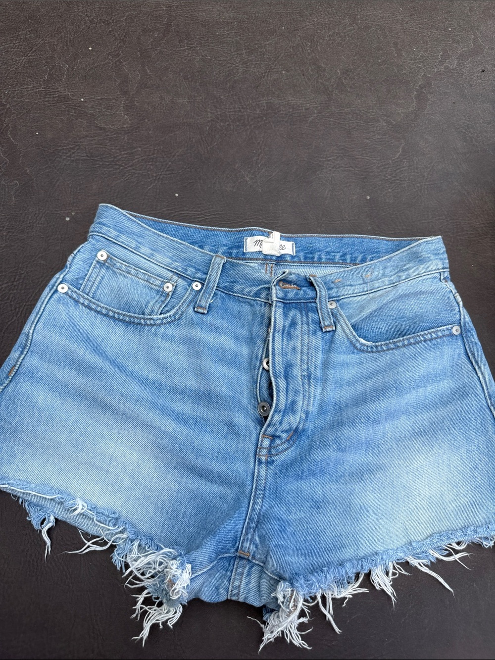 Madewell Light Blue Button-Fly Frayed Hem Denim Shorts 26